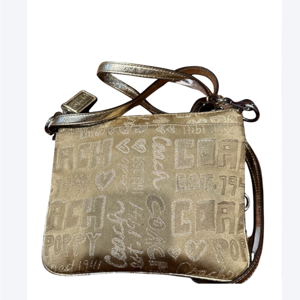 Coach Poppy EUC Bag Gold Metallic Lurex Crossbody Y2K Coach Poppy - Picture 6 of 15